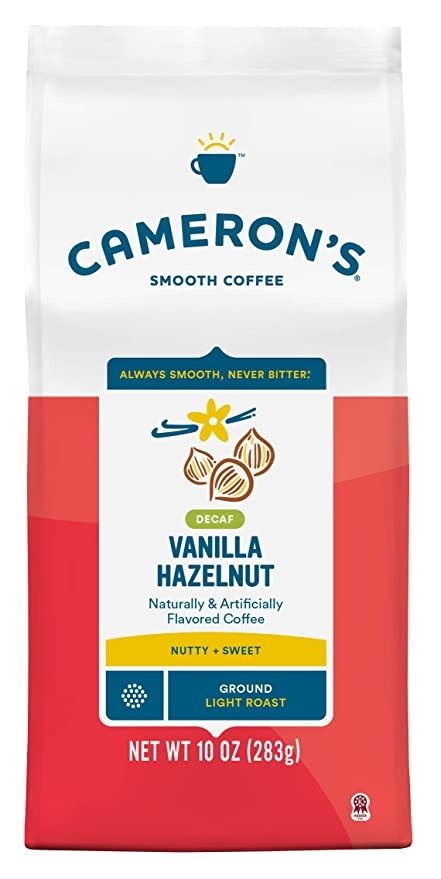 Cameron's Coffee Roasted Ground Coffee Bag, Flavored, Decaf Vanilla Hazelnut, 10 Ounce