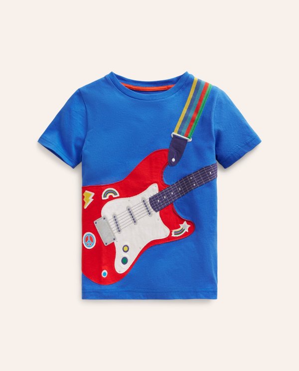 Applique Guitar T-shirtDuck Egg Blue Guitar