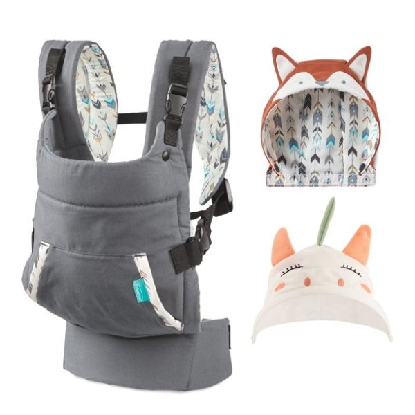 Infantino Cuddle Up Soft Hoodie Baby Front & Hip Carrier - Gray - Fox & Unicorn Bundle Pack