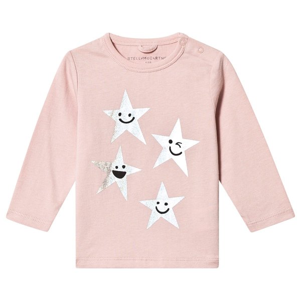 Pink with Silver Stars Long Sleeve T-Shirt | AlexandAlexa