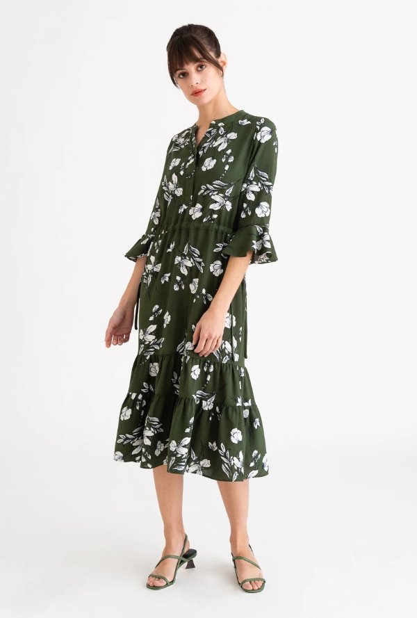 Celina Dress - Green Floral