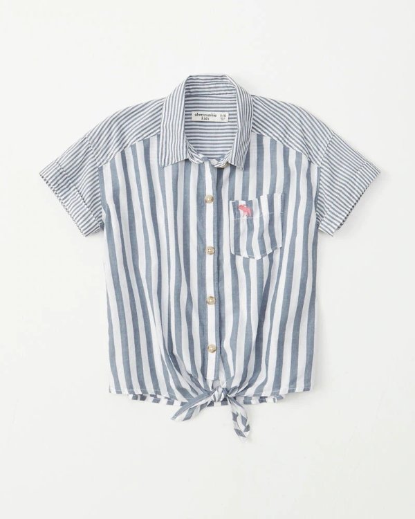 girls tie-front button-up shirt | girls tops | Abercrombie.com