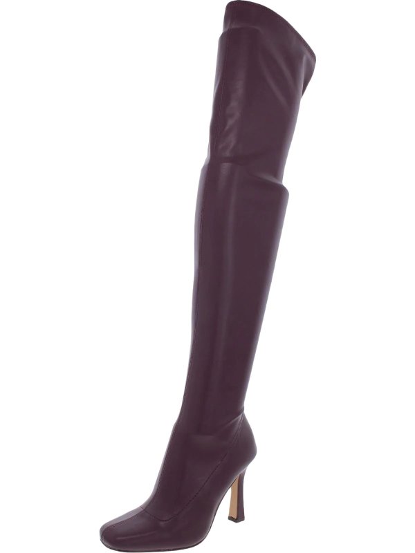 prowl womens faux leather pull on thigh-high boots