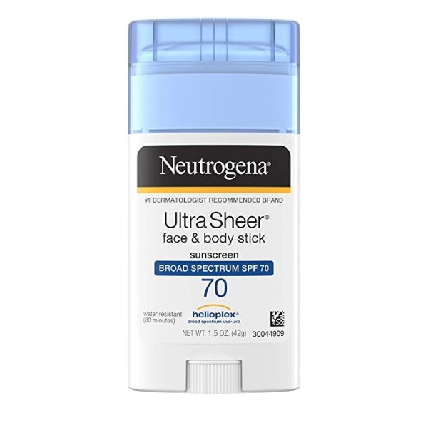 Ultra Sheer Non-Greasy Sunscreen Stick for Face & Body, Broad Spectrum SPF 70, 1.5 oz