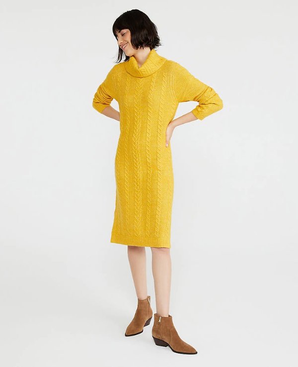 Turtleneck Cable Sweater Dress | Ann Taylor