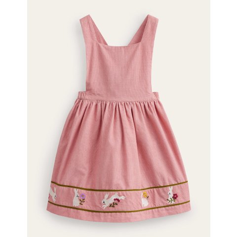 BodenCord Applique PinaforeAlmond Pink Bunnies