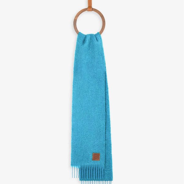 Anagram logo patch mohair wool blend scarf