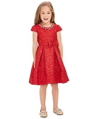 Little Girls Embellished Brocade Dress
