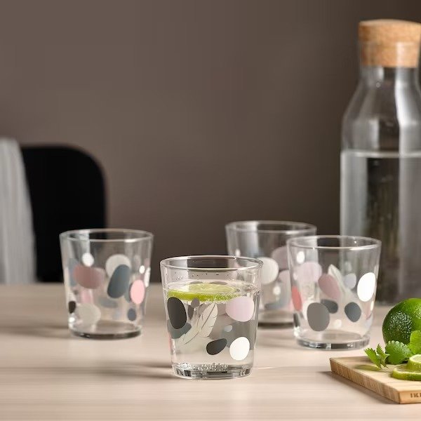 SOMMARFLOX 玻璃杯，花纹石/多色