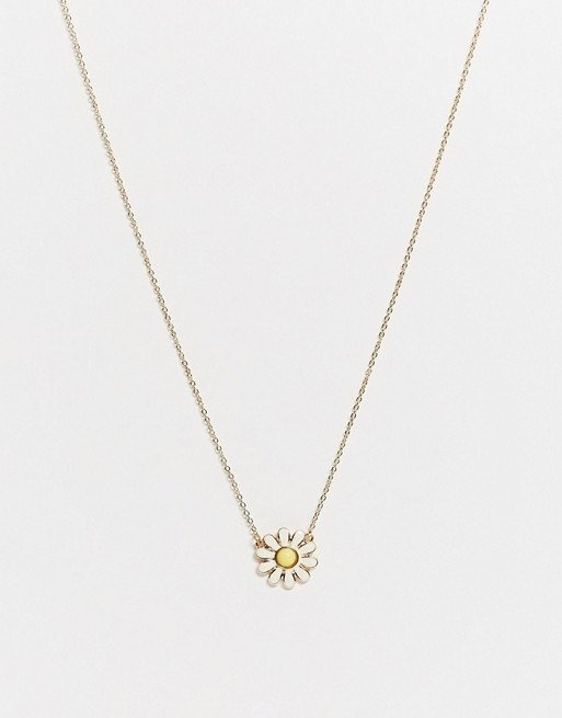 necklace with daisy pendant in gold tone | ASOS