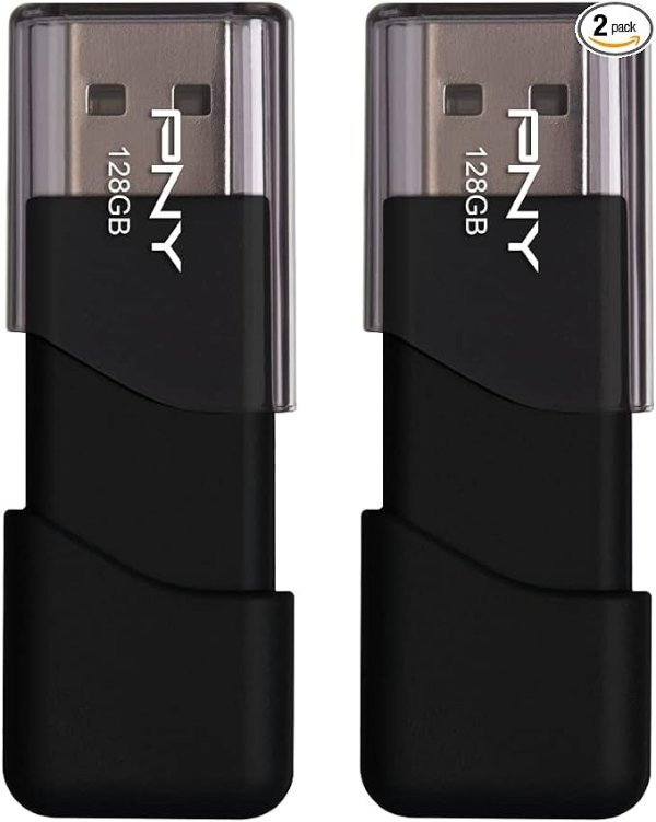 128GB Attache 3 USB 2.0 Flash Drive, 2-Pack,Black