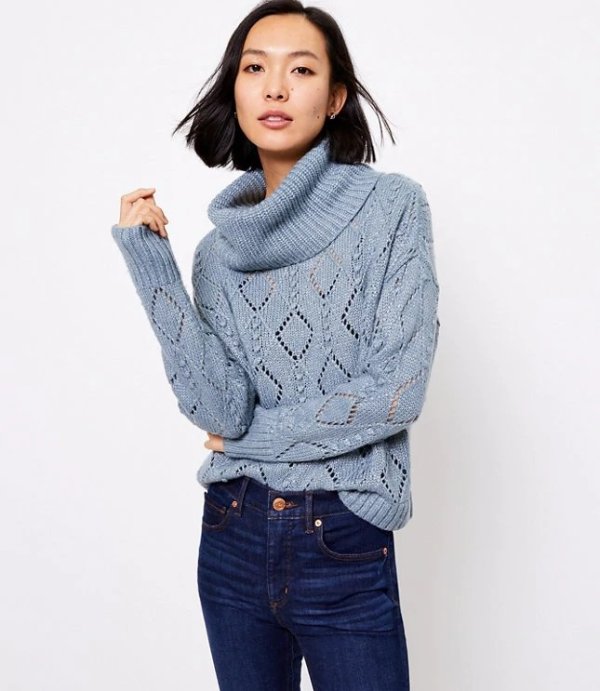 Shimmer Bobble Turtleneck Sweater | LOFT