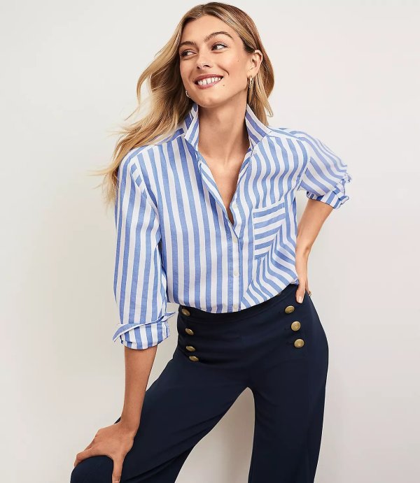 Striped Cotton Relaxed Shirt