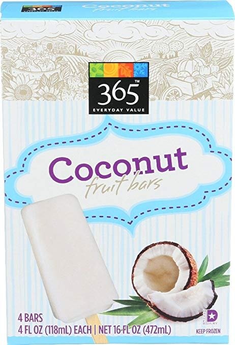 365 Everyday Value, Coconut Fruit Bars, 4 fl oz, 4 ct, (Frozen)