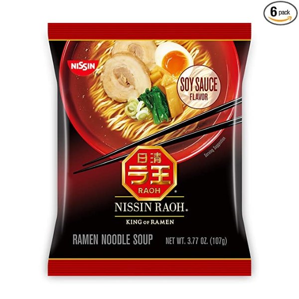 RAOH Ramen Noodle Soup, Soy Sauce, 3.77 Ounce (Pack of 6)