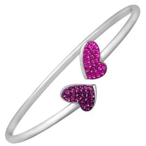 Heart Bangle Bracelet with Swarovski Crystals