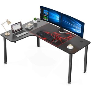 Eureka Ergonomic 61 inch L Shaped Desk, Home Office Gaming Computer Desk Corner Desk Table with Mouse Pad Easy Assembly, Left Side - Black