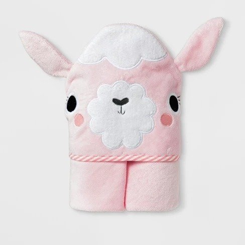 可爱羊驼婴儿连帽浴巾