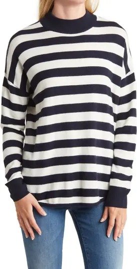 Ashbury Kelsey Stripe Mock Neck Sweater