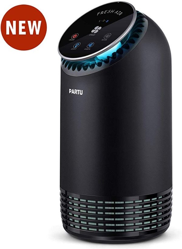 PARTU Air Purifier for Home Allergies and Pets Dander HEPA Filter with Activated Carbon Air Cleaner, Removes Allergies, Smoke, Dust, Pollen, Odor, Germs, Mold, No Ozone (Available for California)