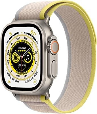 Watch Ultra [GPS + Cellular 49mm] Smart watch w/Rugged Titanium Case & yellow/Beige Trail Loop S/M