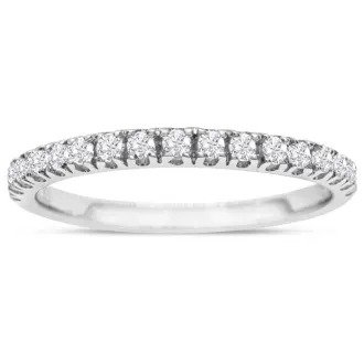 1/3 Carat Round Diamond Almost Eternity Ring In 14 Karat White Gold, Ring Size 9.5