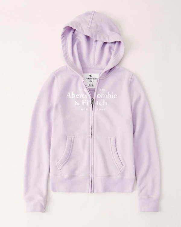 girls full-zip logo hoodie | girls sweatshirts & tees sale | Abercrombie.com