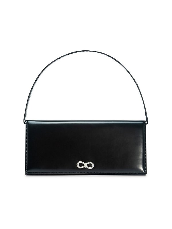 Crystal Bow Patent Leather Baguette Bag