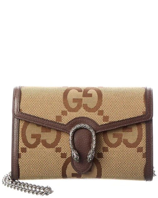 dionysus jumbo gg canvas & leather wallet on chain