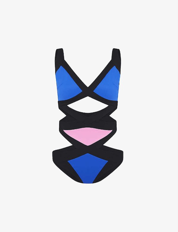 Mazzy cut-out straps stretch-woven swimsuit