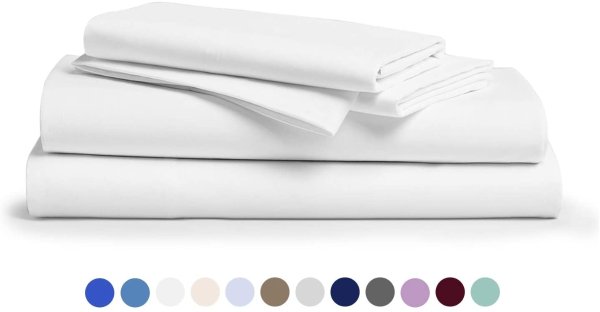100% Egyptian Cotton Sheets- 1000 Thread Count 4 Pc Queen Sheets Cotton White Bed Sheet with Pillowcases, Hotel Quality Fits Mattress Up to 18'' Deep Pocket.