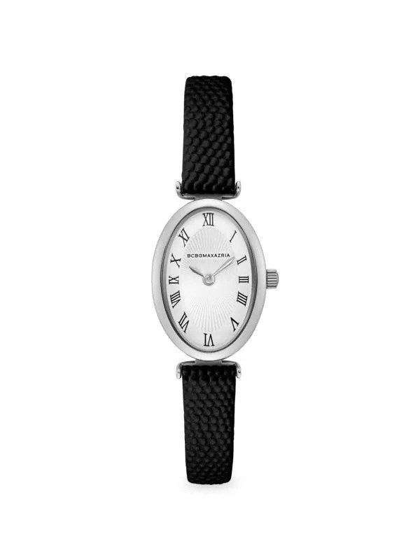 22MM Classic Silvertone & Leather Strap Watch