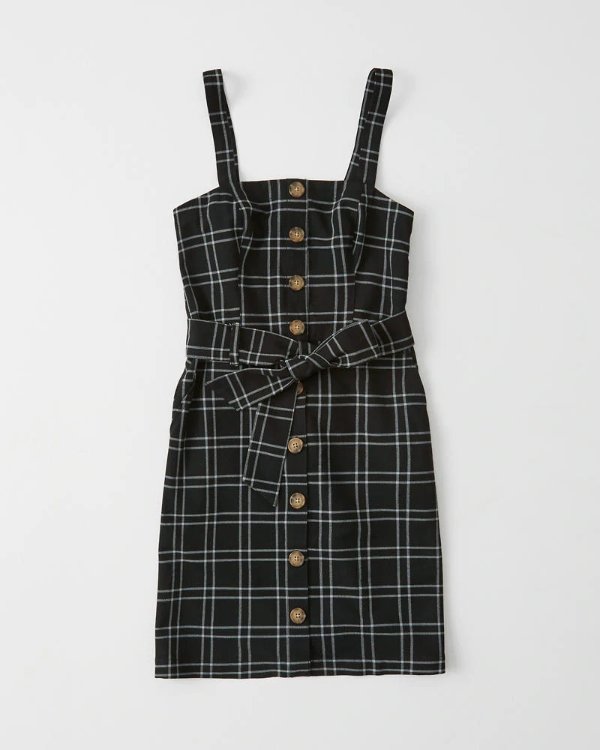 Womens Button-Up Pinafore Dress | Womens Dresses & Jumpsuits | Abercrombie.com