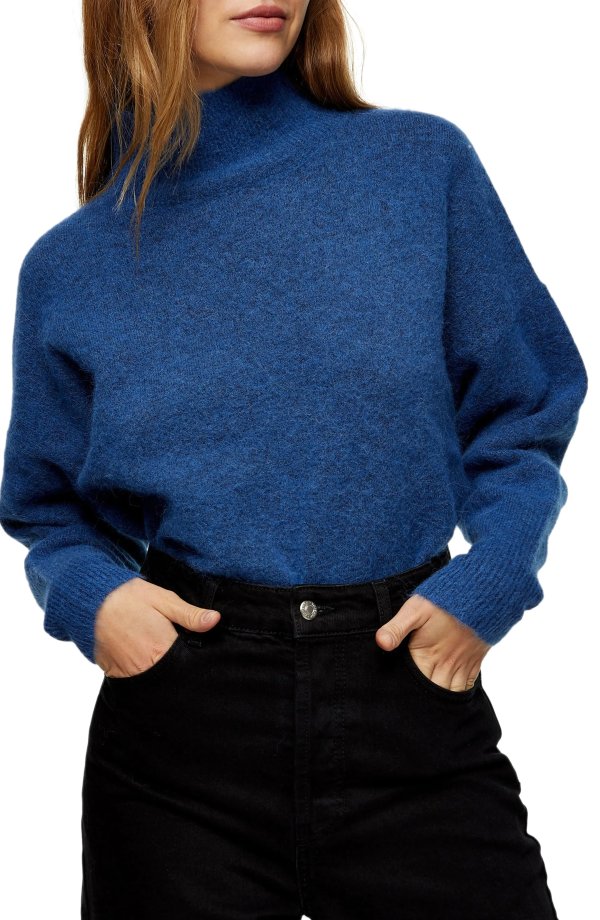 Textured Funnel Neck Sweater
