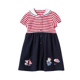 familiar||水手服风格可爱儿童连衣裙 红色||080