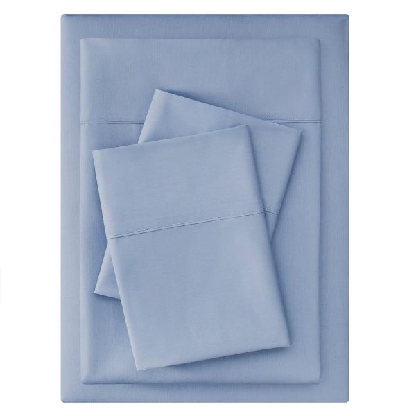 300 Thread Count Easy Care Sateen 4-Piece King Sheet Set in Washed Denim