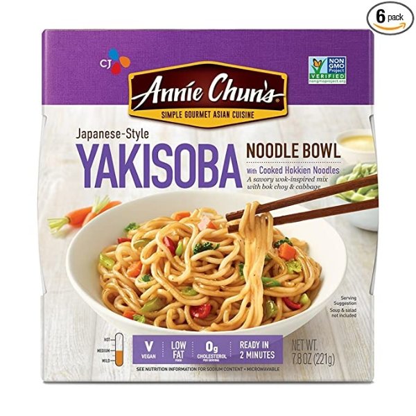Yakisoba Noodle Bowl, Non-GMO, Vegan, 7.8 Ounce, Pack of 6