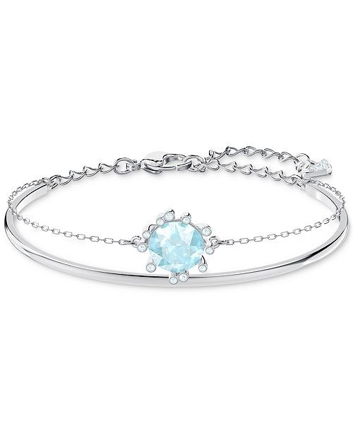 Silver-Tone Crystal Double-Layer Bangle Bracelet