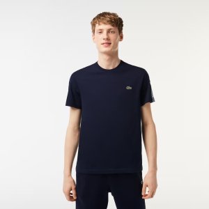 LacosteMen’s Regular Fit Logo Stripe T-Shirt