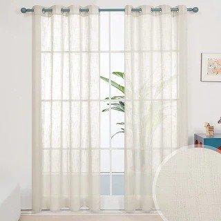 Deconovo Semi Sheer Faux Linen Curtain Panel Pairs(2 Panel)