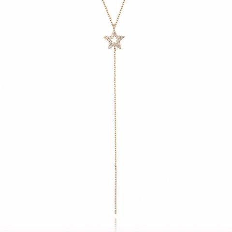Lariat Star Necklace in Gold