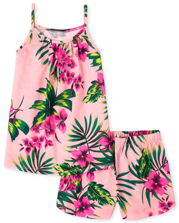 Girls Sleeveless Tropical Floral Print Pajamas | The Children's Place