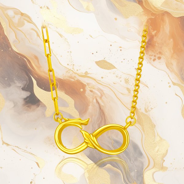 999 Pure 24K Gold Year of Dragon Infinity Dragon Necklace