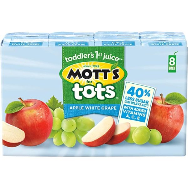 For Tots Apple White Grape, 6.75 Fluid Ounce Box, 8 Count (Pack of 4)