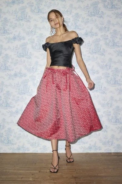 Jacquard Floral Midi Skirt