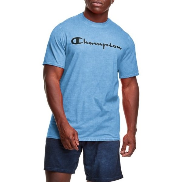 Men's Pigment Dyed Script Logo Classic Jersey Graphic Tee Shirt, Sizes S-2XL,Mens Tshirt