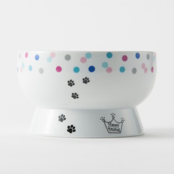 Raised Cat Water Bowl, Colorful Dots, Regular - Chewy.com