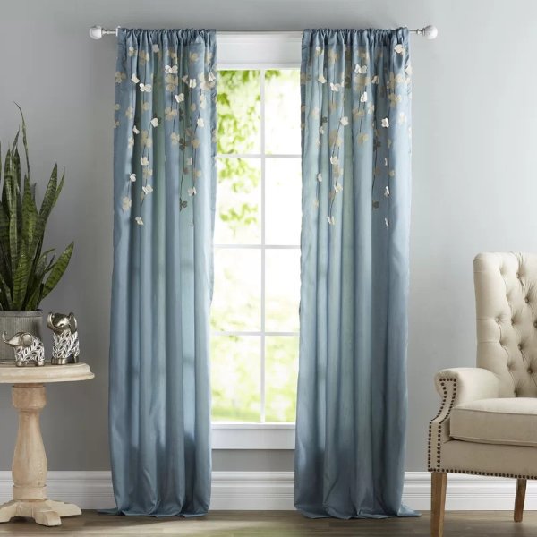 Riehl Nature/Floral Sheer Rod Pocket Single Curtain Panel
