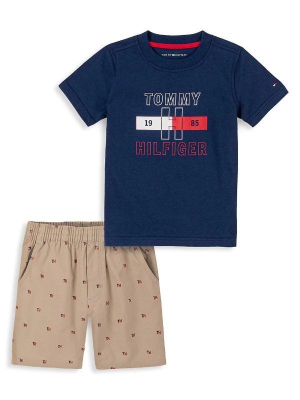 Little Boy's 2-Piece Logo T-Shirt & Shorts Set
