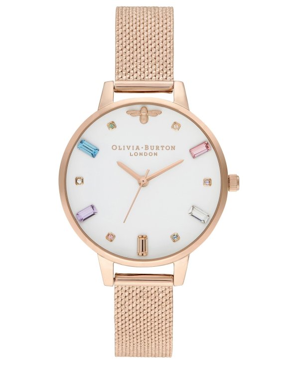 Women's Rose Gold Ion-Plated Stainless Steel Mesh Bracelet Watch 34mm
